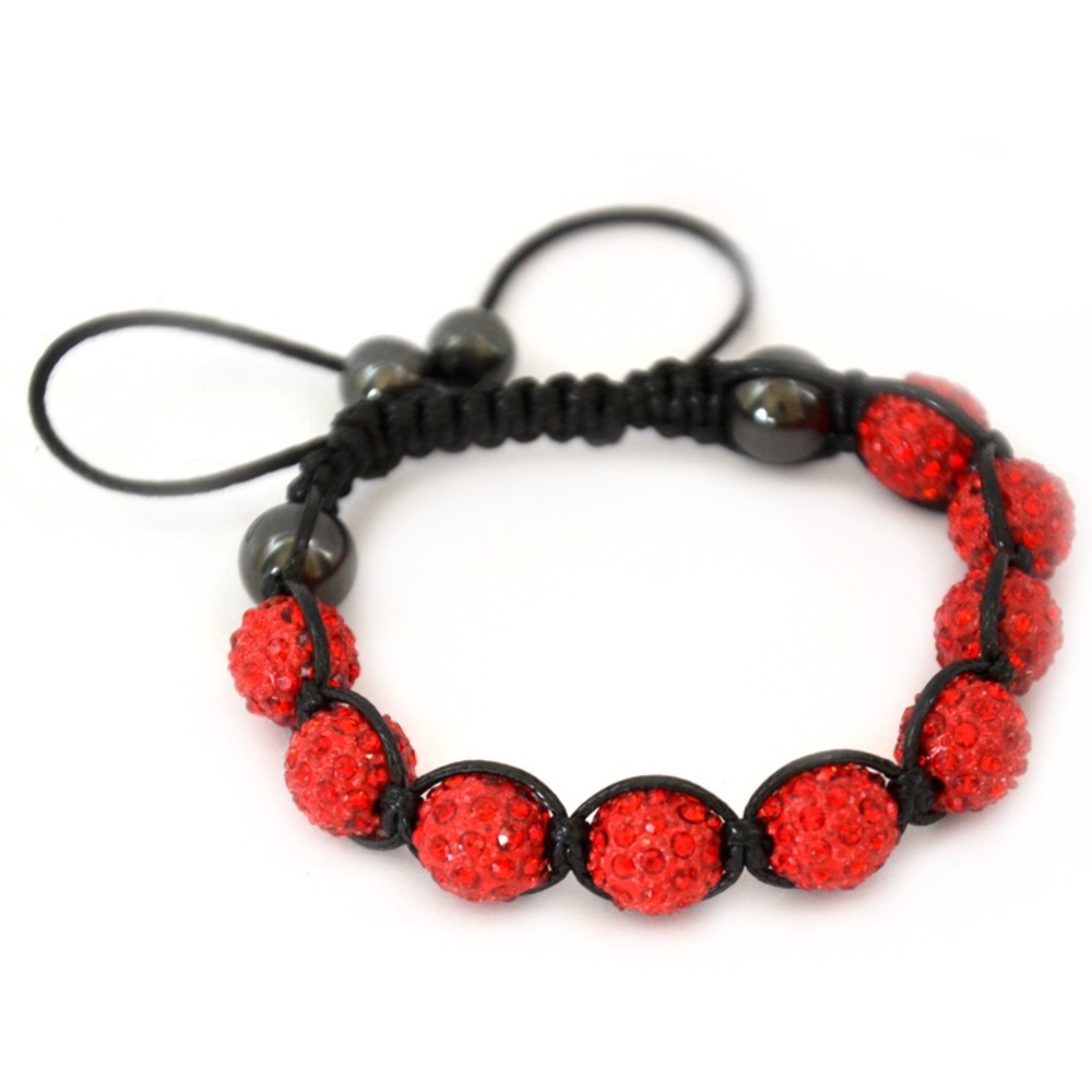 Red disco ball magnetite beads shamballa bracelet